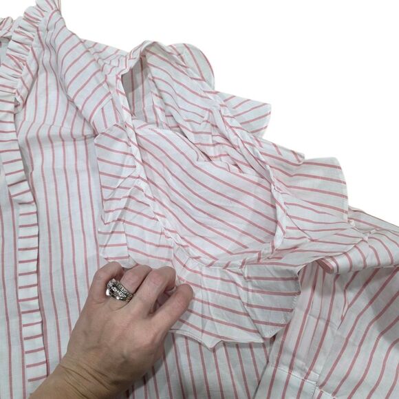 Harshman Pink Striped Indre Cold Shoulder Cutout Blouse 3X - Picture 3 of 6